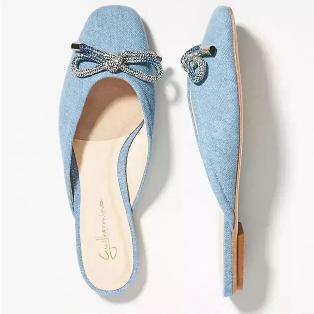 NEW Anthropologie Guilhermina DENIM Ballet Flat Mules Size 6